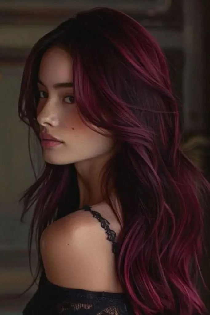 Cherry cola layered dark hair