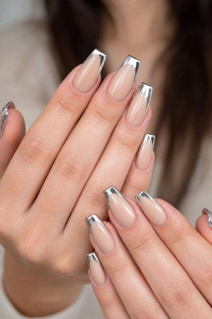 Mocha leopard print coffin nails.