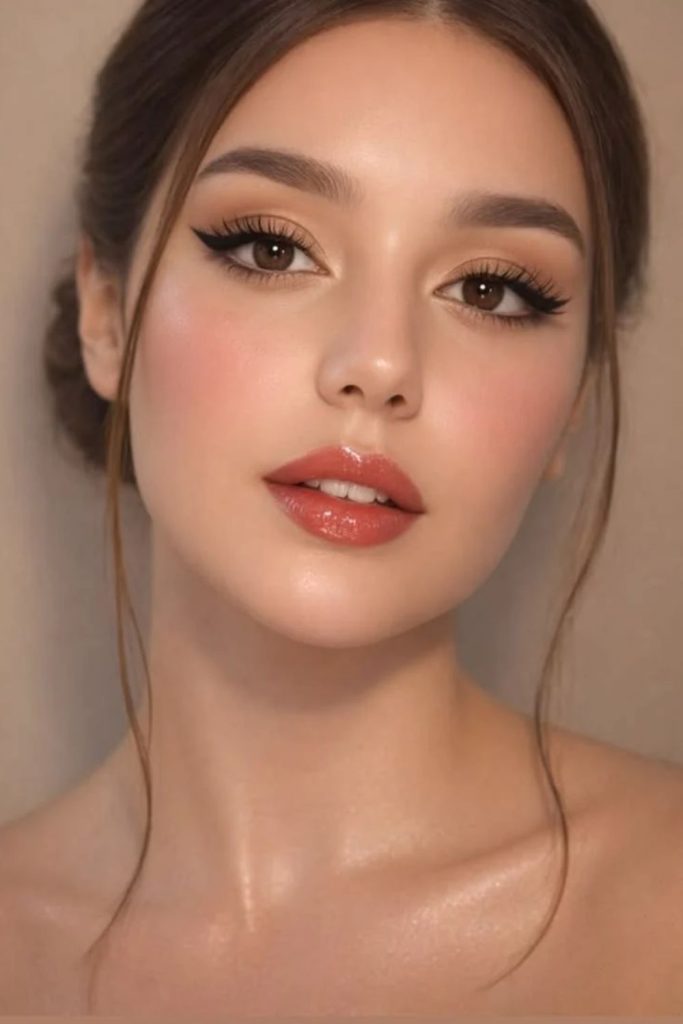 Classic almond fawn eye makeup.