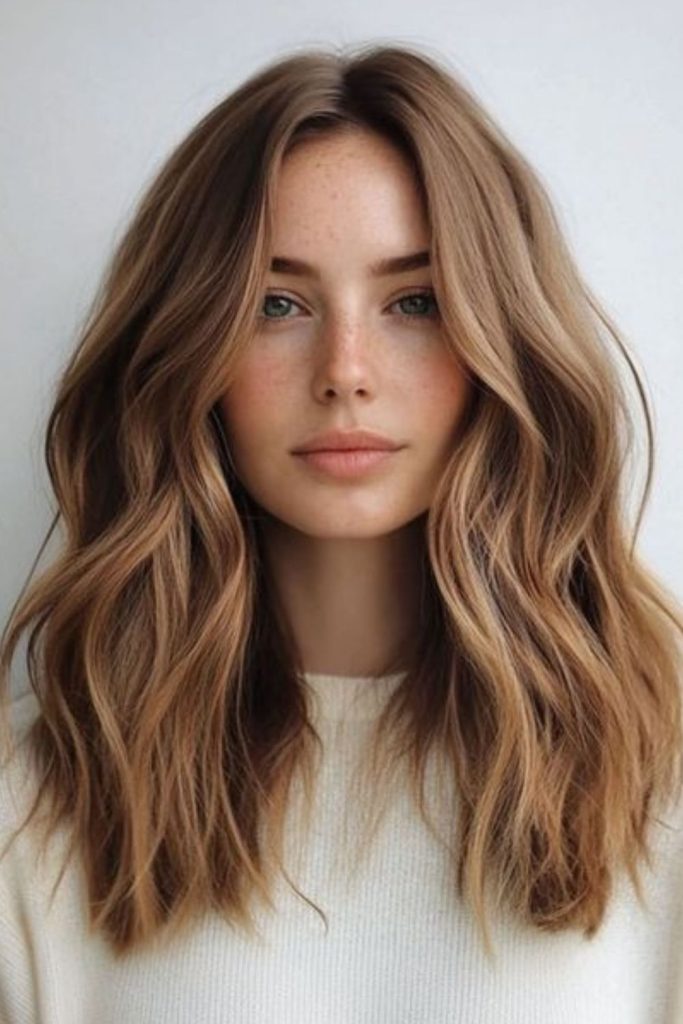 Cocoa chai balayage with creamy tones.