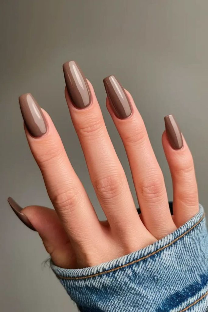 Cocoa brown latte coffin nails.