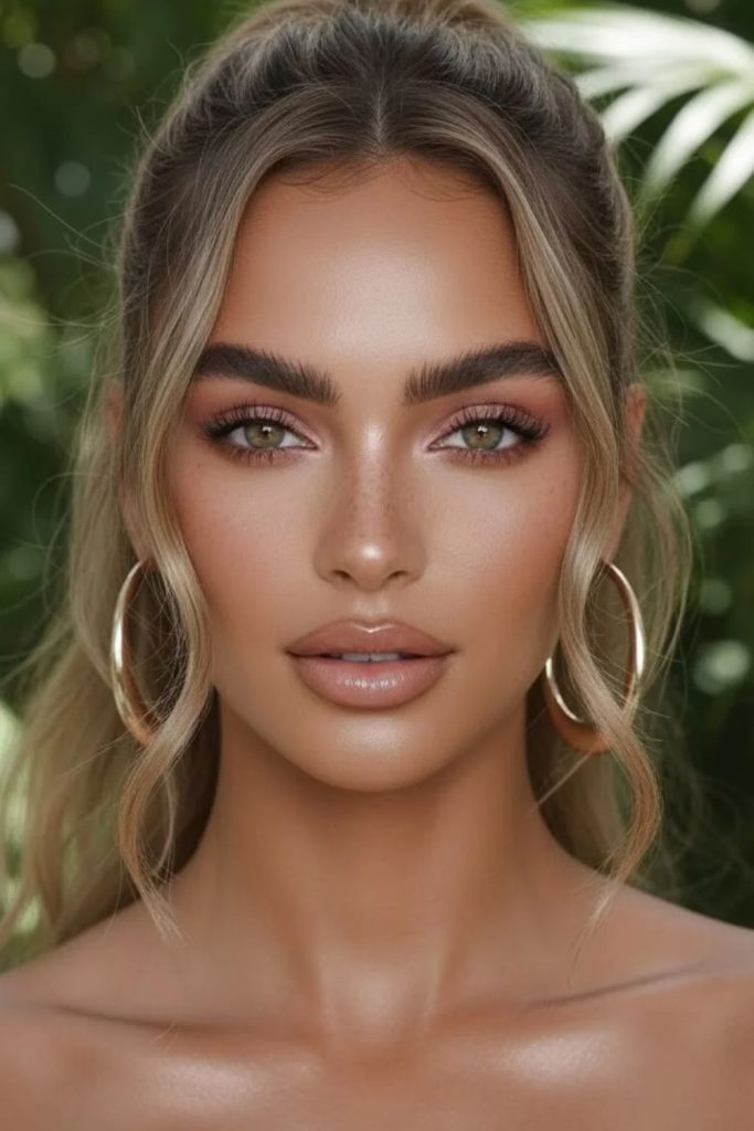 Coconut latte makeup glowing style.