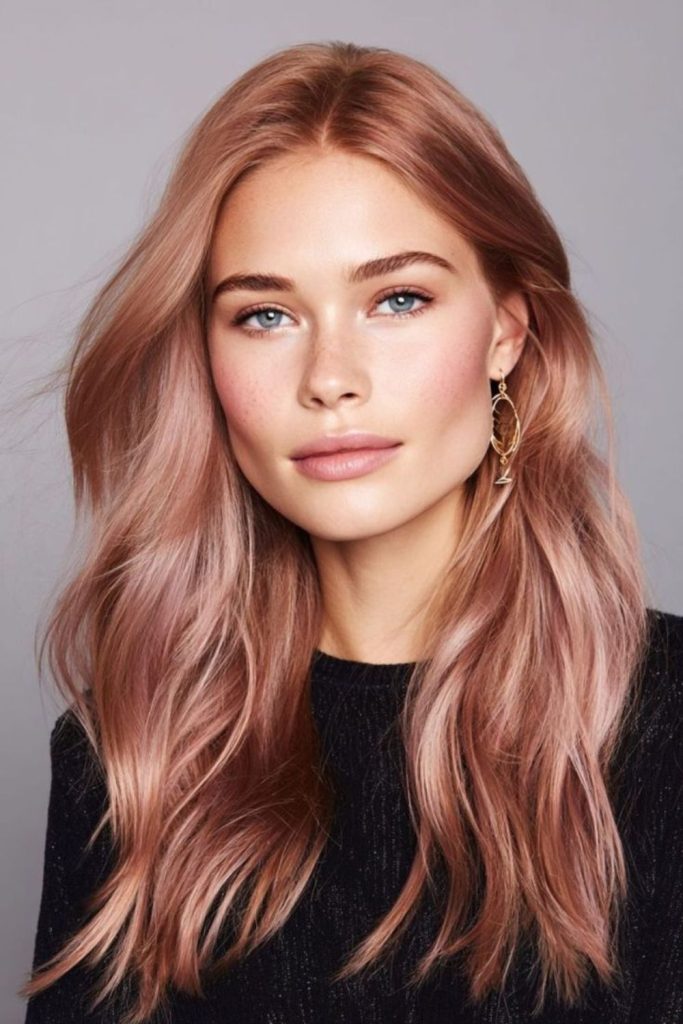 Copper rose glow with pink highlights.