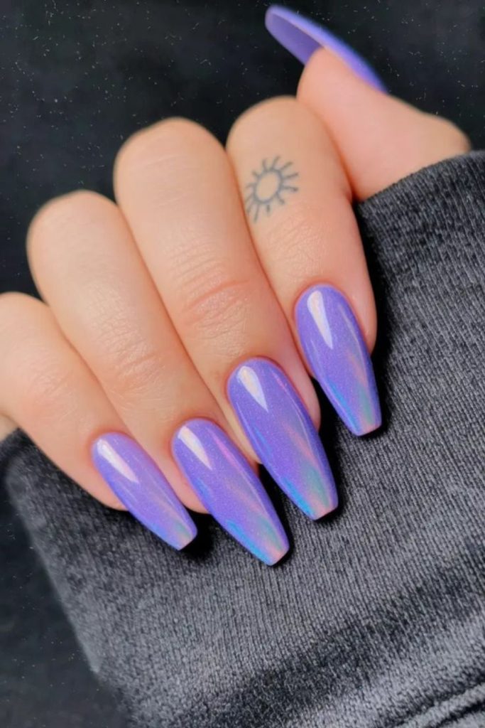 Cosmic lavender coffin nails with stars.