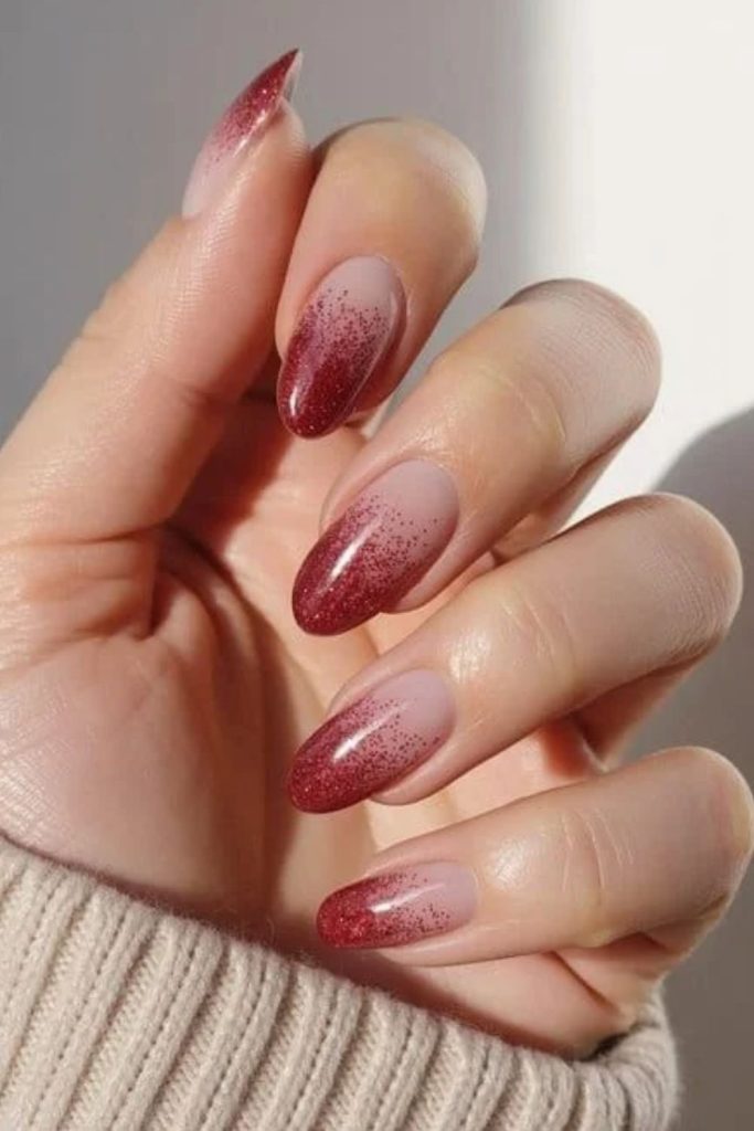 Elegant cranberry French fade nails