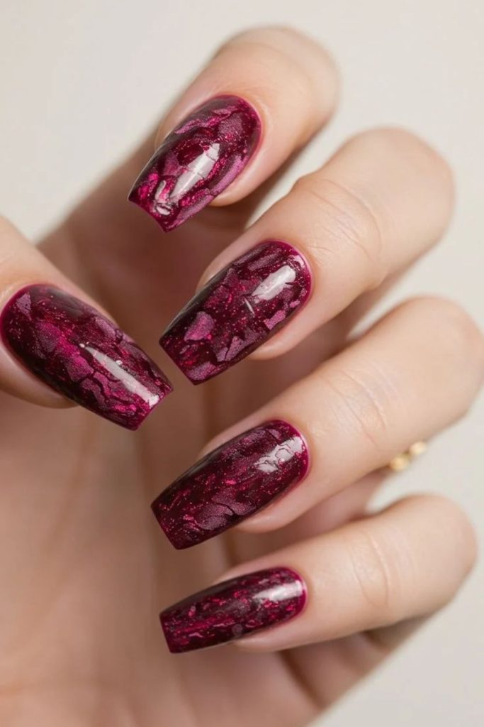 Cranberry lace inspired nail design
