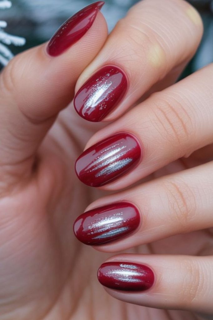 Cranberry winter frost nail art