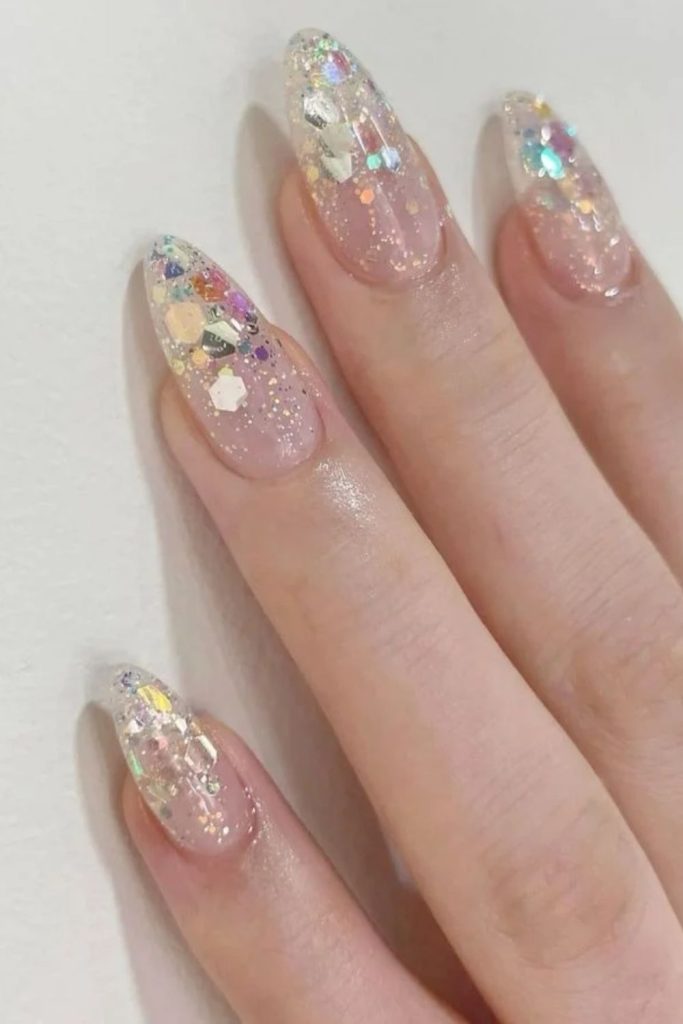 Sparkling crystal candy jelly nails.