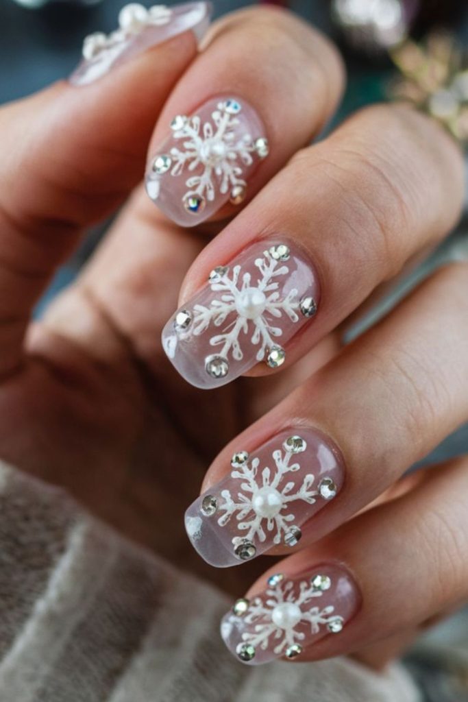 Magical snow globe nail design.