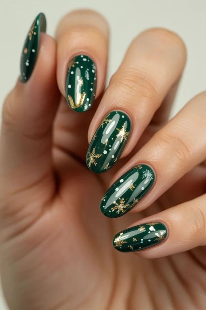 Evergreen starry night nails.