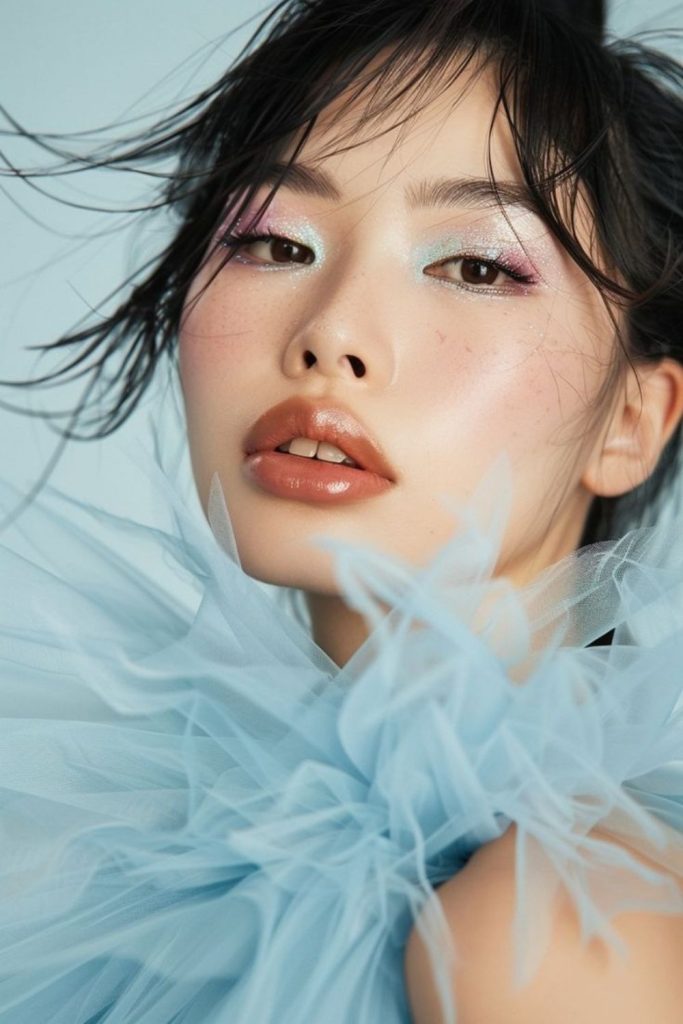 Frostbite femme bold flushed makeup.
