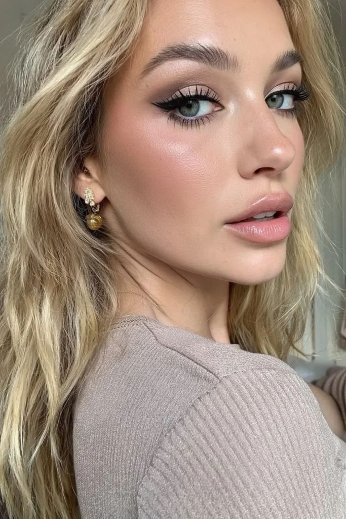 Frosted vanilla latte makeup look.