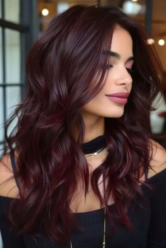 Garnet black cherry shiny hair
