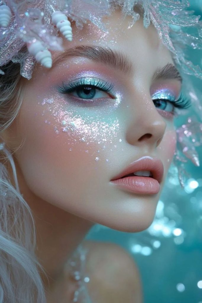Glacial pink siren makeup look.