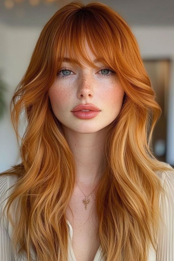 Golden pumpkin spice hair color