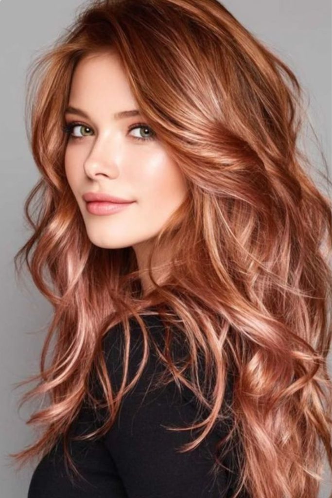 Golden rose shimmer with luminous highlights.