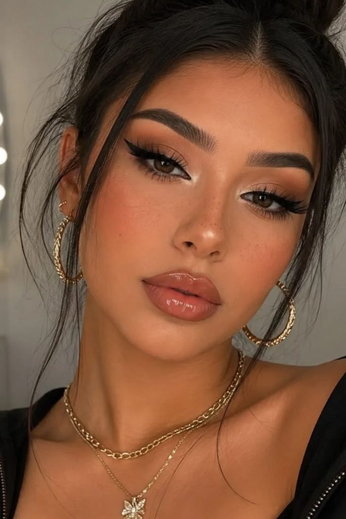 Hazelnut foam latte makeup style.