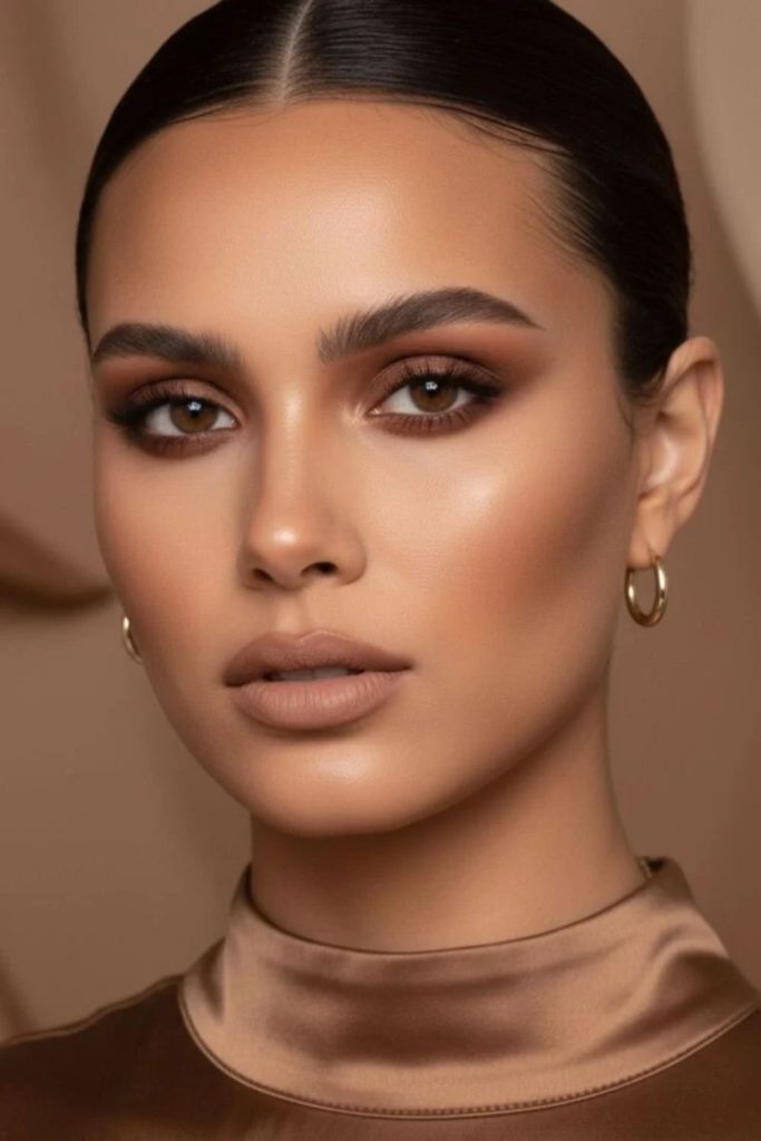 Hazelnut mocha glowing makeup look