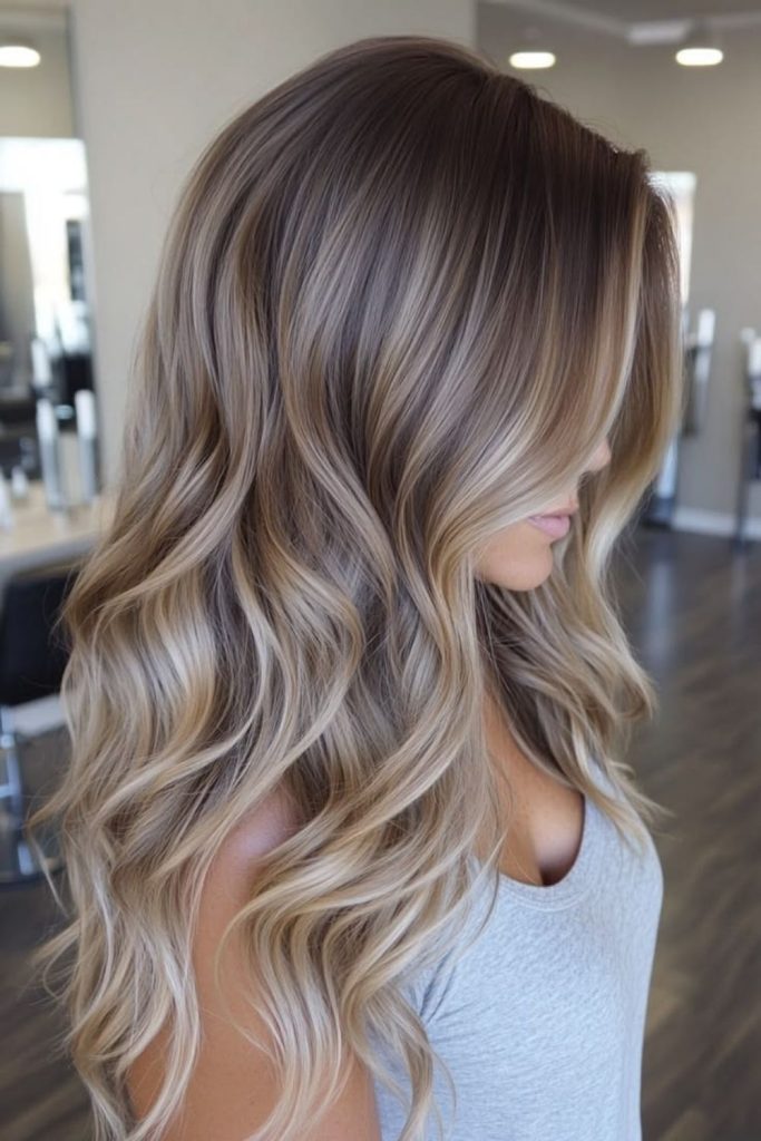 Honey ash bronde hair with subtle warmth.