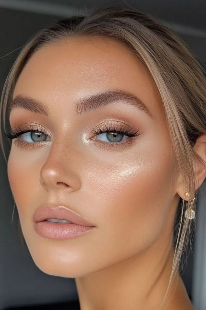 Iced caramel latte makeup look.