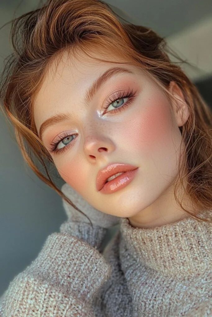 Iced cinnamon rosy winter makeup.