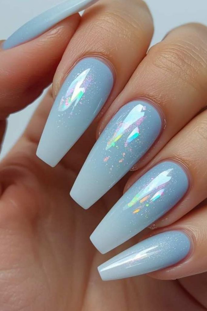 Icy blue glass coffin nails.