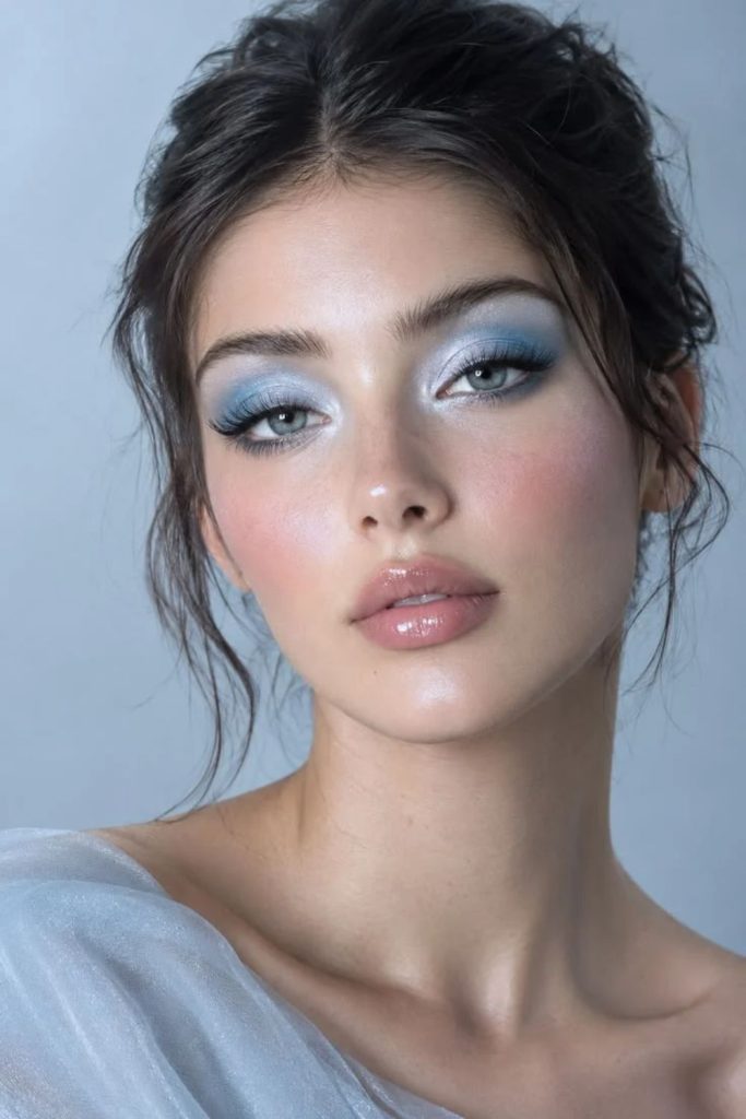Icy blue ethereal siren eyes makeup.