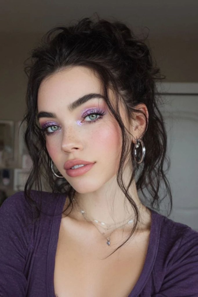 Lavender fawn mist eye makeup.