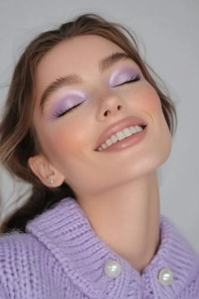 Lavender frost dreamy makeup style.