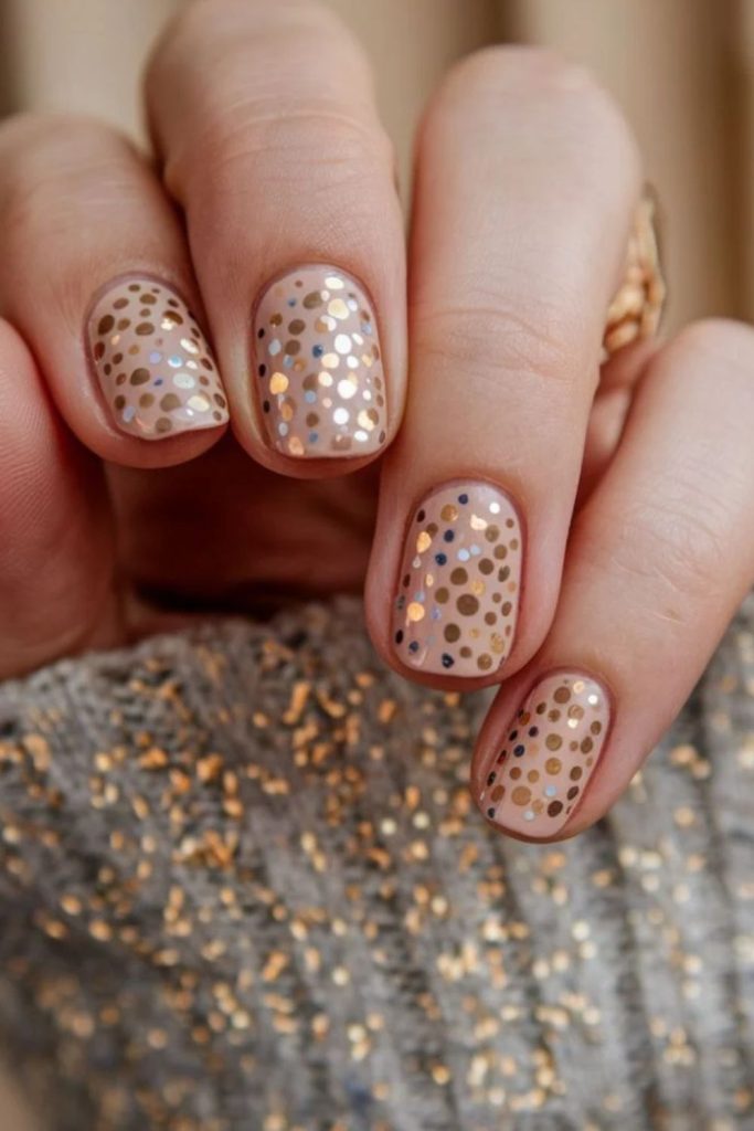 Luxe gold glitter confetti nails