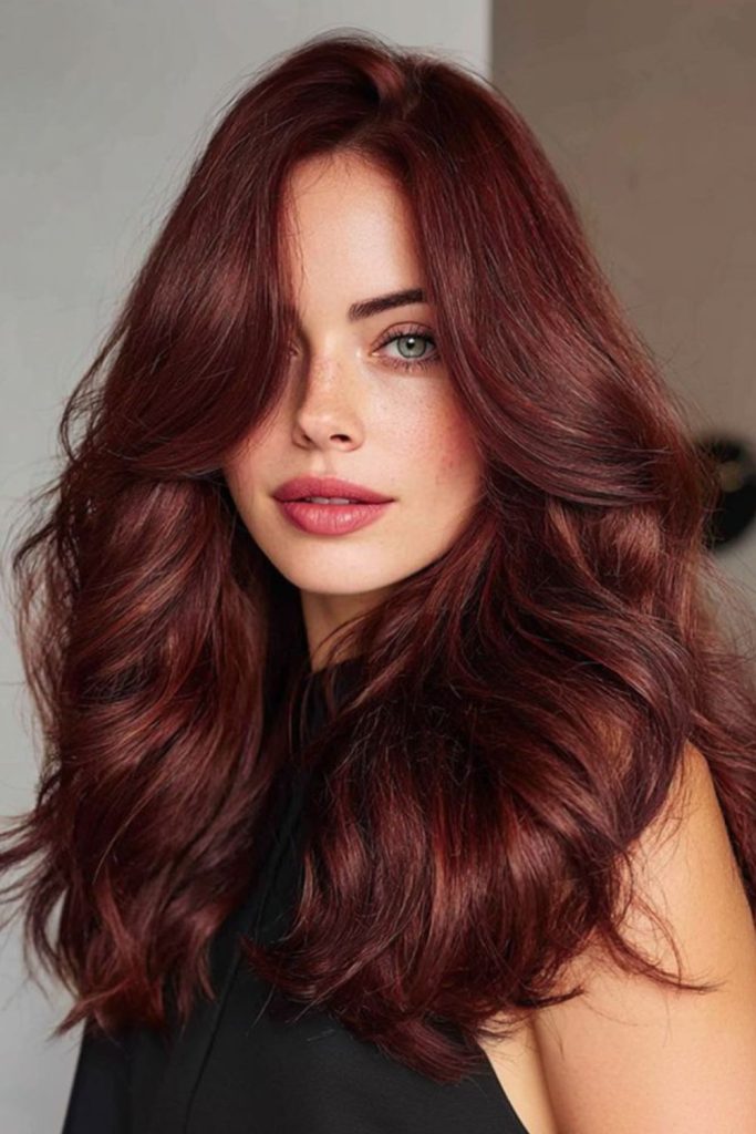 Mahogany velvet cascade with warm highlights.