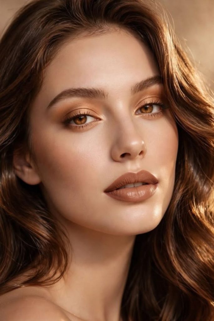 Maple latte makeup beauty look.