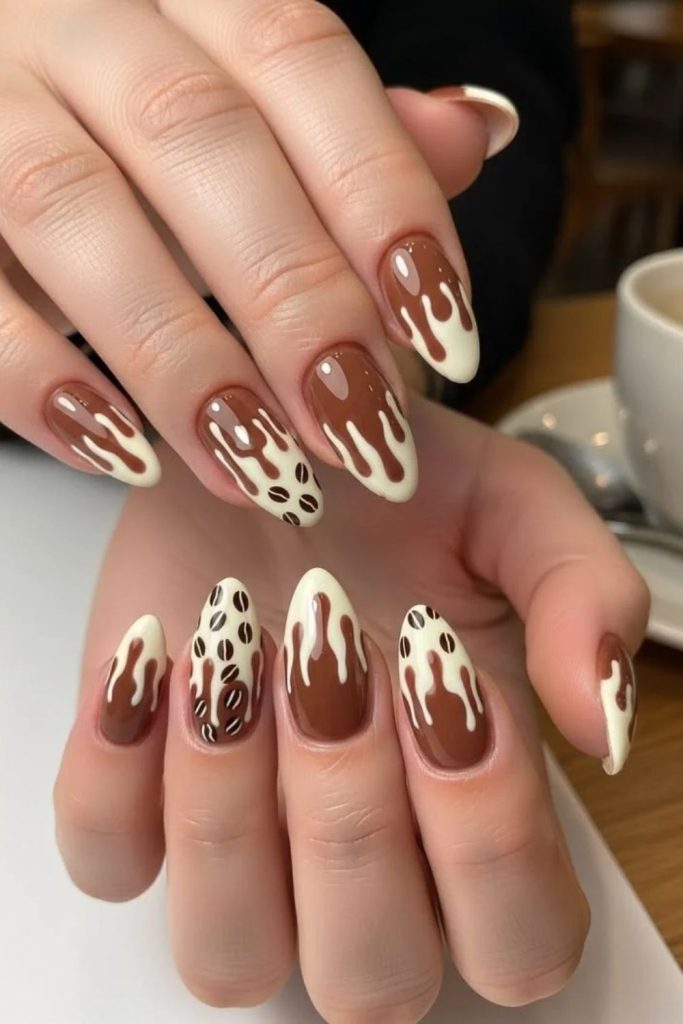 Chocolate nails with melting marshmallow tips.