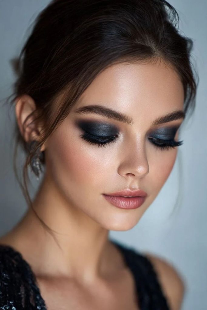 Midnight smoky siren eyes makeup look.