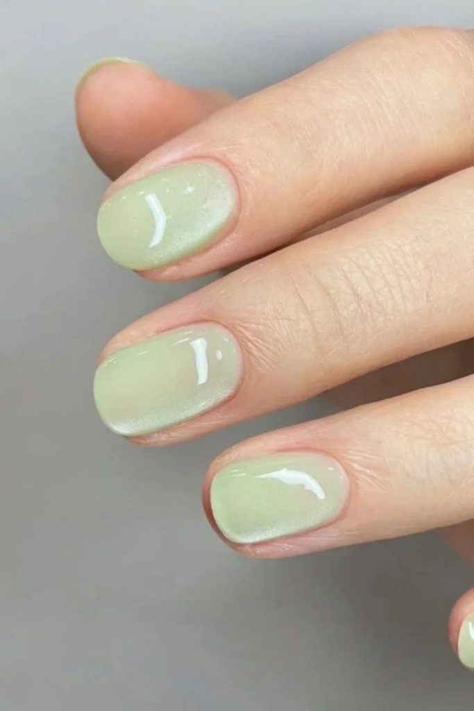 Fresh mint candy glass nails.