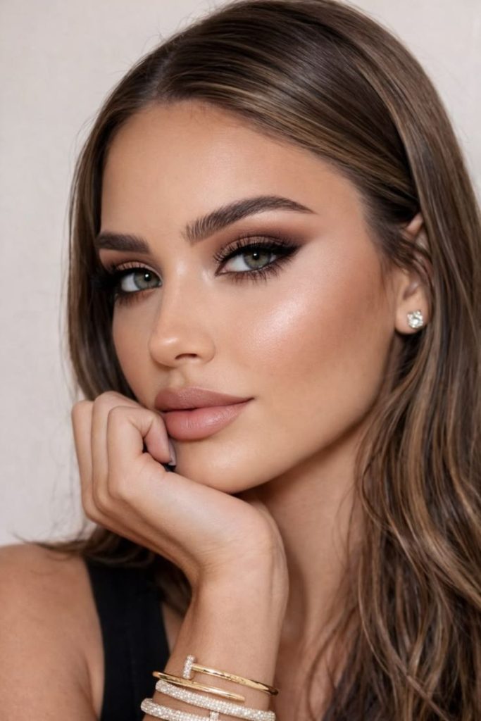Mocha afterglow elegant makeup style