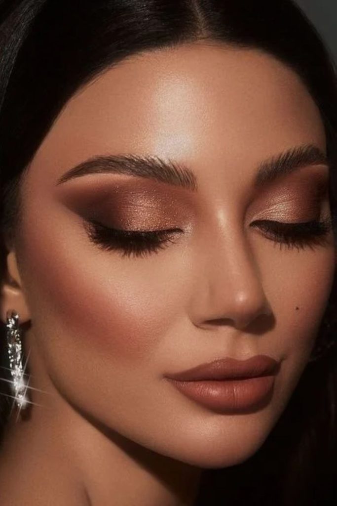 Mocha bronze goddess makeup look