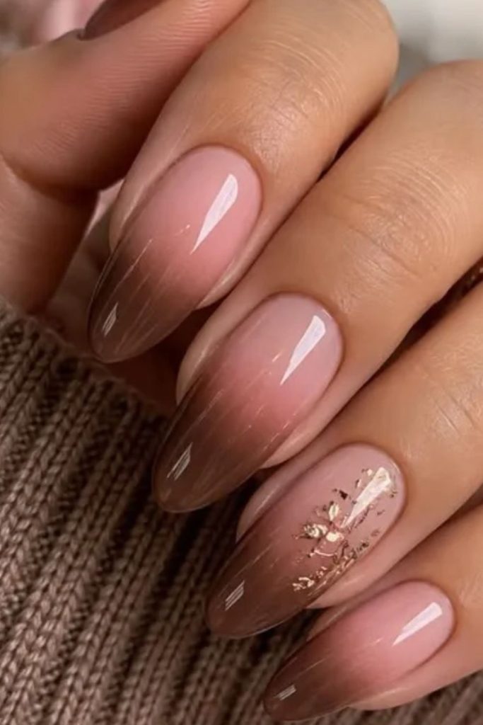Mocha rose nails with soft gradients.