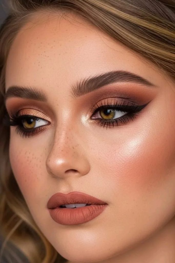 Mocha sunset hazy makeup style