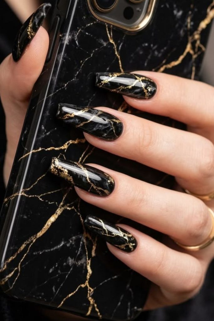 Obsidian gold vein coffin nails.
