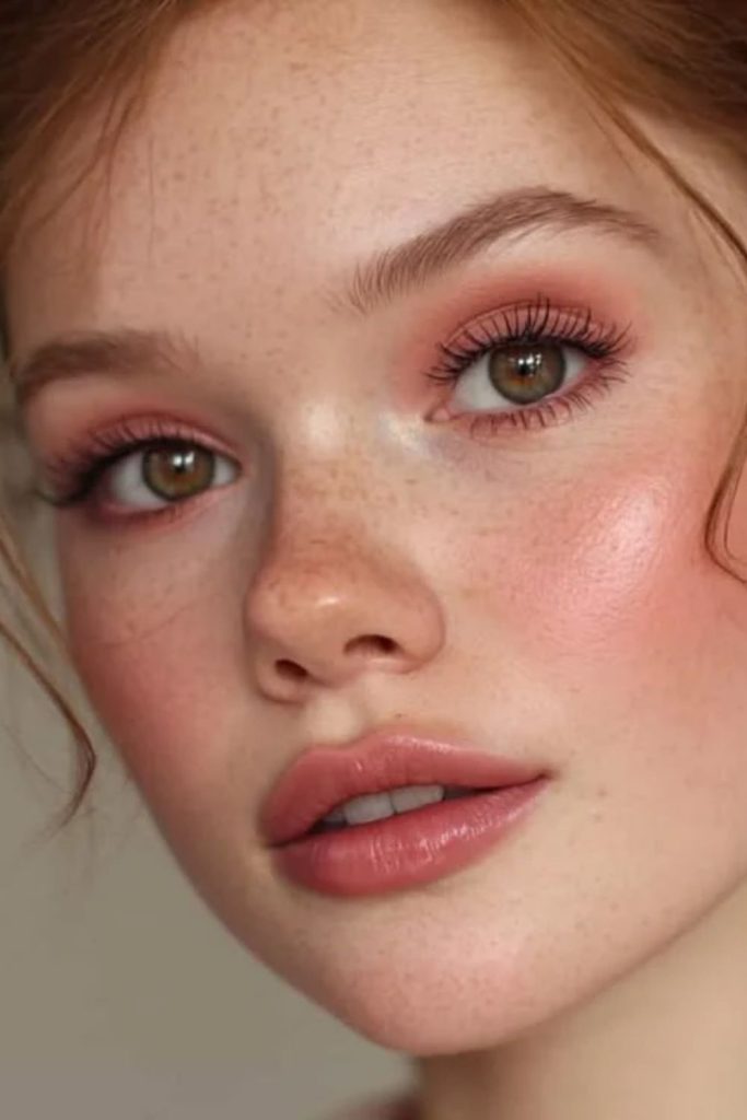 Peachy fawn fantasy eye makeup.