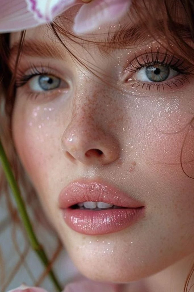 Pink nose charm makeup look.