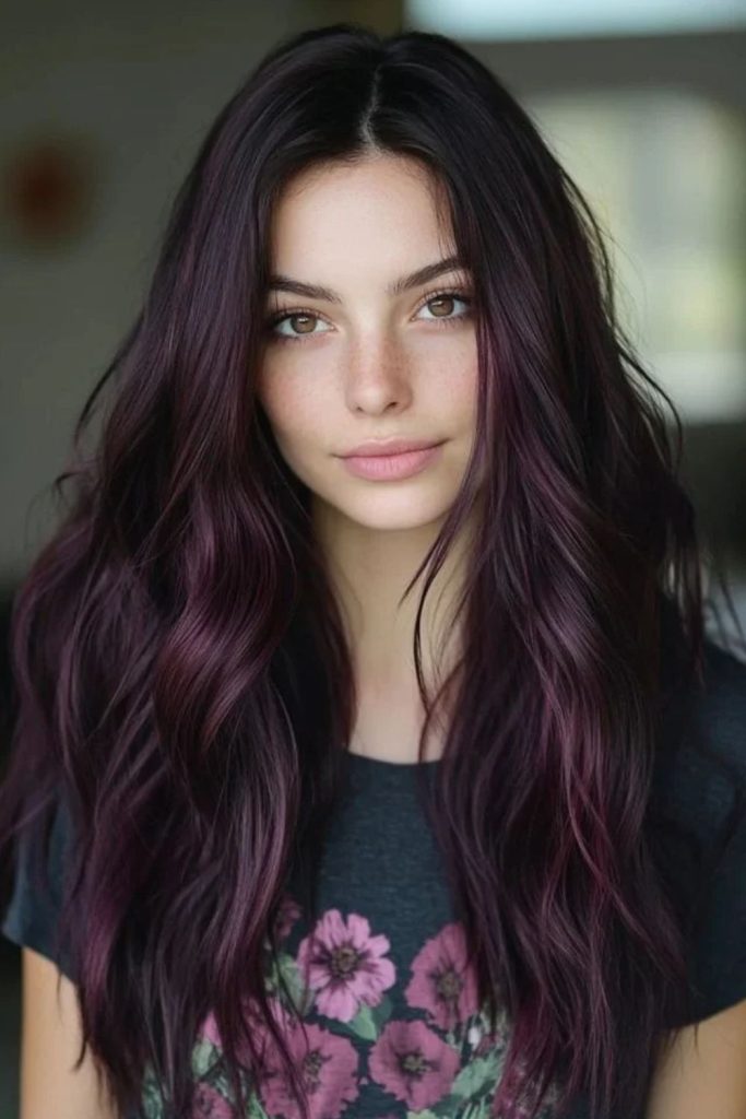 Plum black cherry dimensional hair