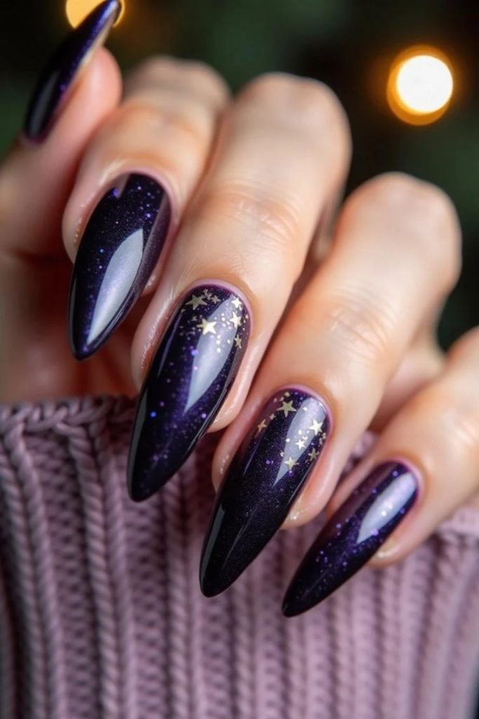 Starry night sugar plum nails.