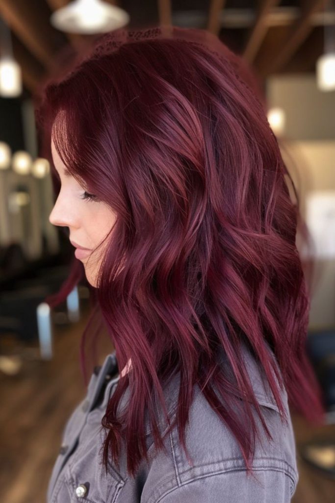 Plum velvet red waves with depth.