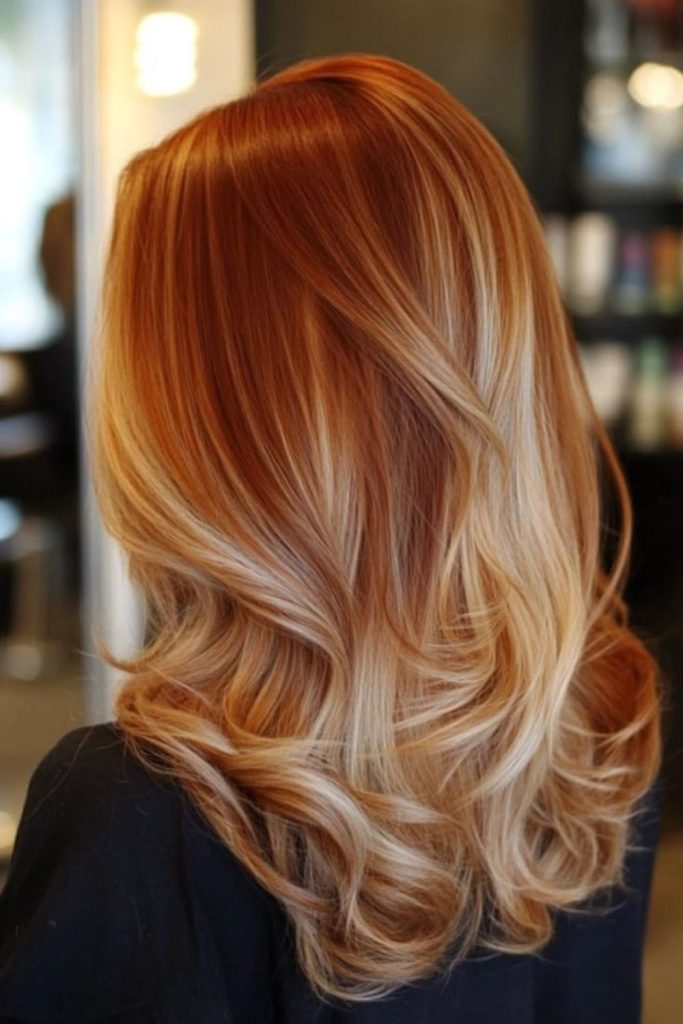Pumpkin spice balayage hair color