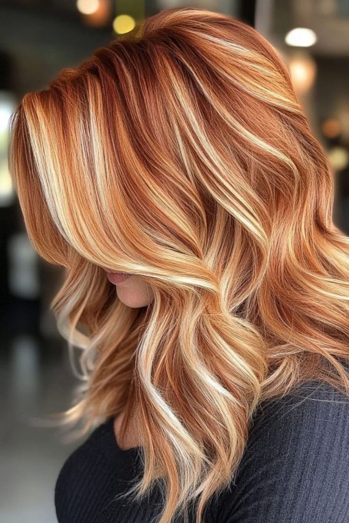 Pumpkin spice blonde hair color