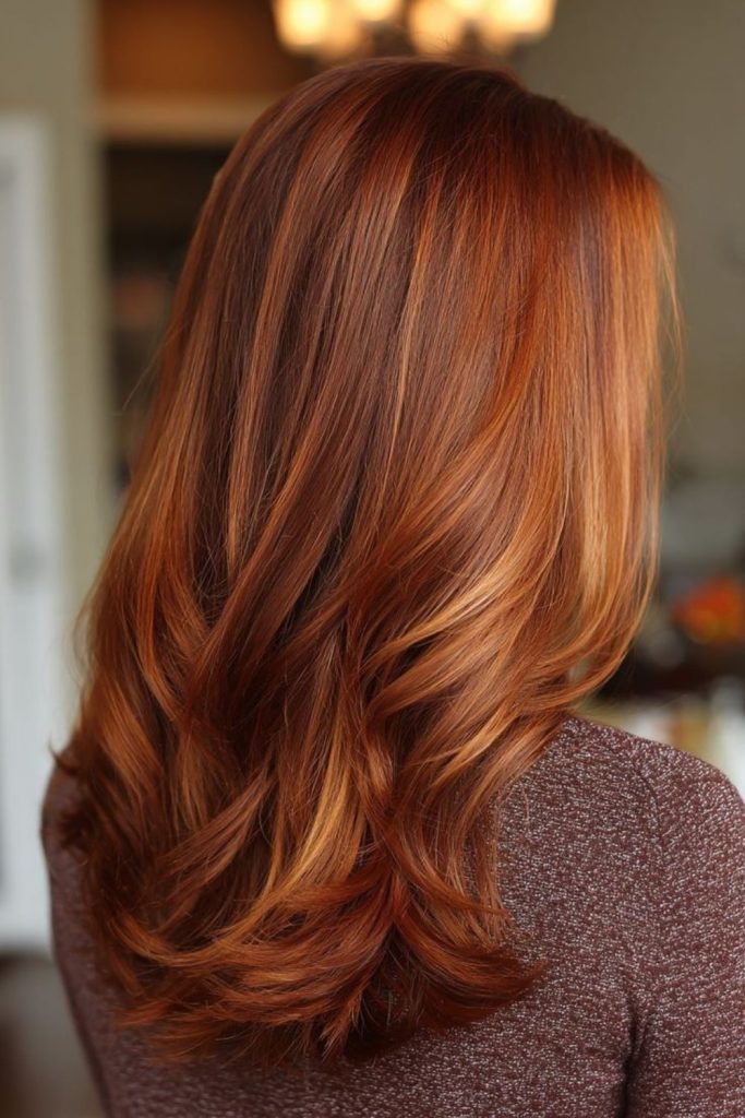 Pumpkin spice brunette hair color