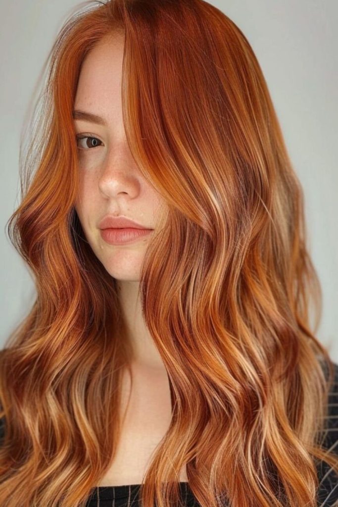 Pumpkin spice highlights hair color