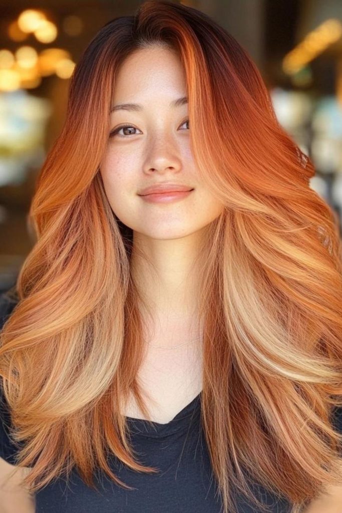 Pumpkin spice ombre hair color
